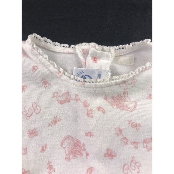 Vintage Petit Bateau Romper Duck Flowers Bodysuit Baby Girl 6 Months White Pink - Picture 8 of 13